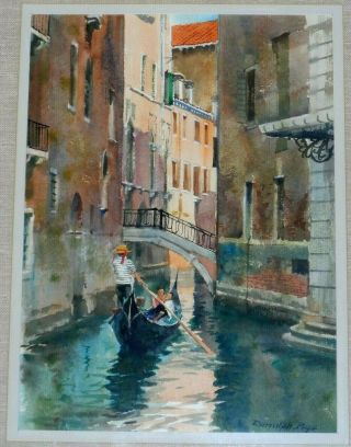Ranulph Bye Signed Watercolor Painting Titled " The Gondolier " Venice