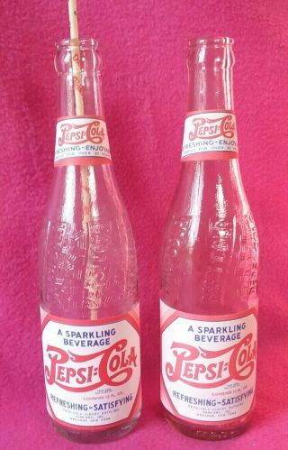 Vintage Pepsi Cola Sparkling Beverage Glass Bottles York