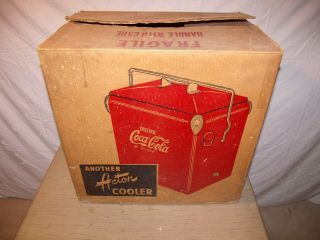 Vintage Drink Coca Cola Cooler Ice Chest Red Metal 1950s Acton MFG Co 12