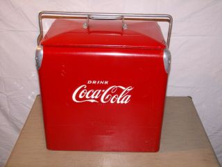 Vintage Drink Coca Cola Cooler Ice Chest Red Metal 1950s Acton Mfg Co
