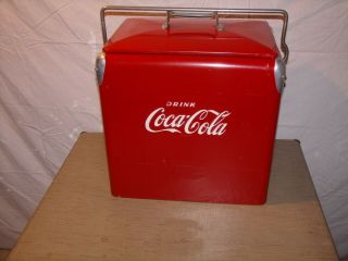 Vintage Drink Coca Cola Cooler Ice Chest Red Metal 1950s Acton MFG Co 3