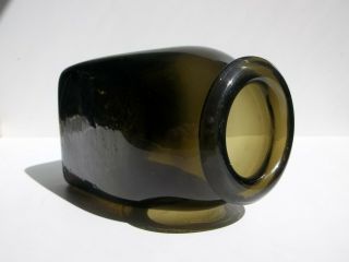 Large Blown Wide Mouth Snuff 1770 - 1785.  Olive Green & Sand Pontil 7