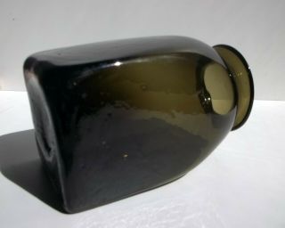 Large Blown Wide Mouth Snuff 1770 - 1785.  Olive Green & Sand Pontil 8
