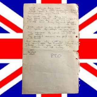 The Who’s John Entwistle Handwritten Lyrics For 2 Songs On 1 Page W/coa