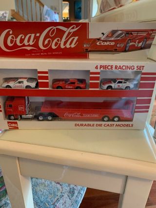 1979 Coca Cola 4 Piece Racing Set - Die - Cast Metal Toy Vehicles