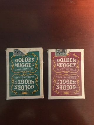 Vintage Golden Nugget Casino Playing Cards Las Vegas Green & Red (two Pack)
