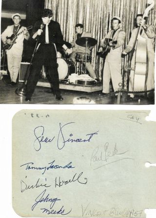 Gene Vincent & Blue Caps - Vintage In Person Hand Signed Album Page By 5 /image.