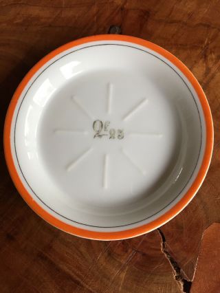 Vtg French Bistro Porcelain Tip Bill Change Absinthe Tray Plate Coaster Orange