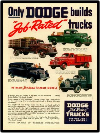 1947 Dodge Job Rated Trucks Vtg Look 9” X 12” Metal Sign,  Pickups,