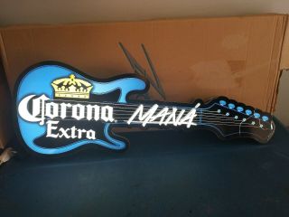 (l@@k) Corona Beer Led Guitar Light Up Sign Game Room Music Rare