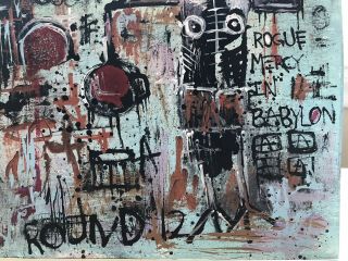Jean - Michel Basquiat Signed Mixed Media Painting on Cardboard 4