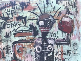 Jean - Michel Basquiat Signed Mixed Media Painting on Cardboard 5