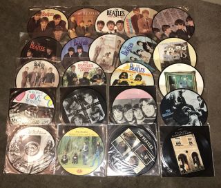 The Beatles - Complete Set Of 22 U.  K 20th Anniversary 7” Picture Discs