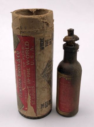 Funsten Bros & Co Animal Skunk Bait Bottle,  Box FULL ST.  Louis MO 1904 Worlds Fair 2