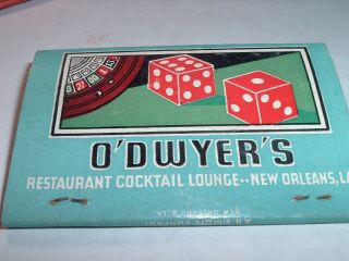 2 Vintage 3 Inch Casino Orleans Matchbooks 1940s O ' Dwyer ' s & Southport Club 2