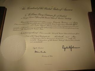 1966 Signed Lyndon B.  Johnson Consulate Officer Appointment W/ White House Seal