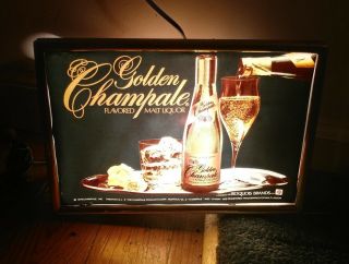 1979 Golden Champale Flavored Malt Liquor Lighted Bar Sign