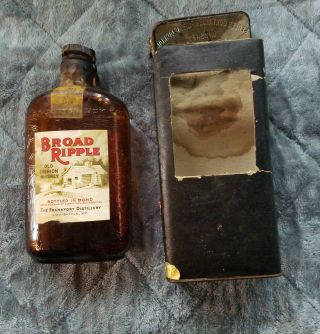 Pre - Prohibition 1914 Broad Ripple Kentucky Whiskey Empty Bottle 1931prescription