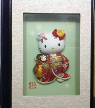 Hello Kitty Shadow Box Framed 3d Sanrio Japan Geisha Kimono Rare