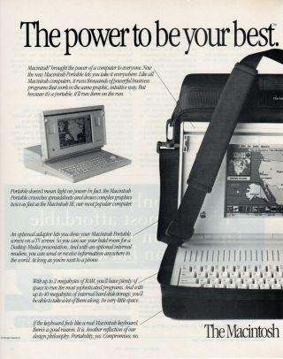 Ithistory (1989) Apple Ad: " Macintosh Portable Power To Be Your Best Even When