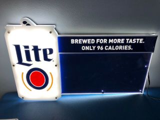 (l@@k) Miller Lite Beer Can Dry Erase Light Up Led Sign Menu Board Bar Restaurant