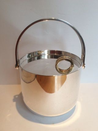 Vtg Modernist A Pozzi For Padova Argenti Silver & Gold Plate Italian Ice Bucket