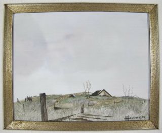 Orig Don Hornberger Painting 1921 - 2006 Landscape School Of Andrew Wyeth Yqz