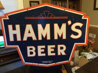 Large Hamm’s Beer Double Sided Porcelain Sign 2