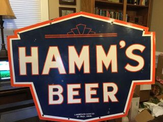 Large Hamm’s Beer Double Sided Porcelain Sign 5