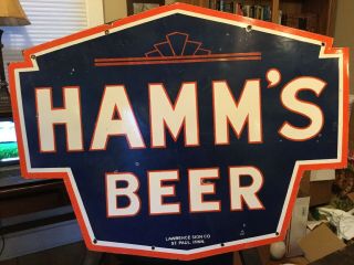 Large Hamm’s Beer Double Sided Porcelain Sign 6