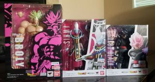 S.  H.  Figuarts Dragonball Z (sdcc Broly) Black Goku And Whis Authentic