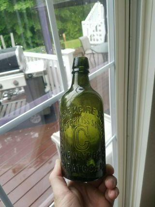 Color 1870s Congress & Empire Hotchkiss Saratoga Ny Mineral Water Bottle