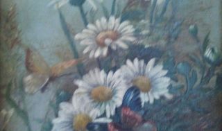 ANTIQUE BUTTERFLY AND DAISY GENRE,  19th Century,  8 