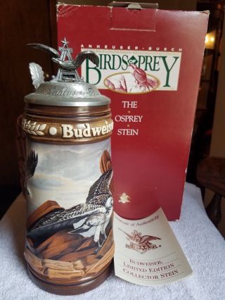 1994 Budweiser Ab Busch Birds Of Prey Osprey Lidded Beer Stein Cs212