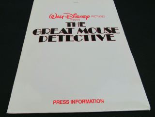 1986 Walt Disney Pictures The Great Mouse Detective Movie Press Kit Rare