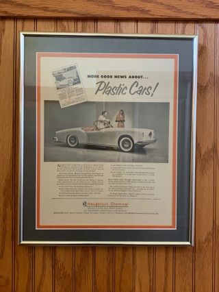 1954 Kaiser Darrin Sports Car Print Ad Professionally Matted & Framed 12 - 1/2x15