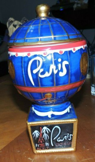 Paris Las Vegas Collectible Souvenir Hot Air Balloon Ceramic Drink Cup Mug & Lid