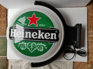 Rare Heineken Light Up Rotating Globe Beer Advertising Sign