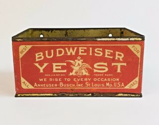 1920s Anheuser - Busch Budweiser Yeast Advertising Tin Litho Match Holder Safe