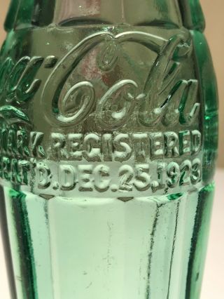 PAT ' D DEC.  25,  1923 Coca - Cola Hobbleskirt Coke Bottle - WASHINGTON IND Indiana 5