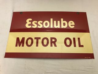 Essolube Motor Oil Porcelain Gas & Oil Sign Double Sided