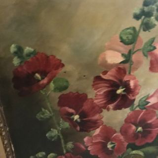 Antique 19th C.  Floral Still Life of Flowers Oil on Canvas Painting 6