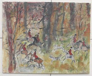 French Postimpressionism Painting Oil On Canvas " Hunting Scene " Sign.  A.  Levin