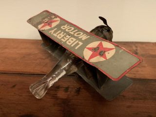 Airplane Liberty Motor Bi - Plane Candy Container Tin Exc