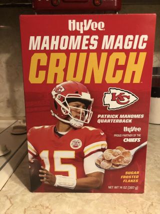 Limited Edition Hyvee Mahomes Magic Crunch Cereal.