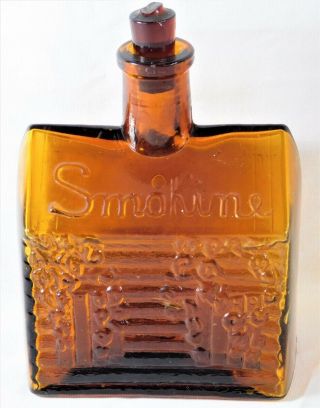 Atq Alfred Andersen Smokine Figural Cabin Amber Whiskey Bitters Small Bottle