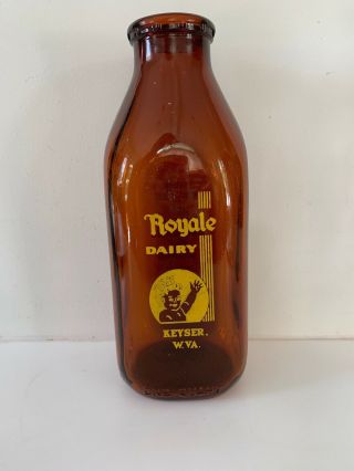 Royale Dairy Keyser W.  Va.  Brown/amber 4 Sided Quart Milk Bottle With Seal
