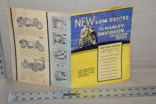 Scarce 1932 Harley Davidson Motorcycle Sales Brochure Sign Display Low Prices