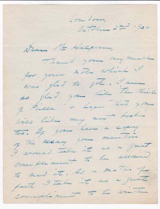 1930 Autograph Letter Signed By James L.  Campbell Re.  Book Miracle Of The Peille