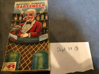 Vintage Rosko Toys Battery Operated Bartender Tin Toy W/ Box 0350 Japan